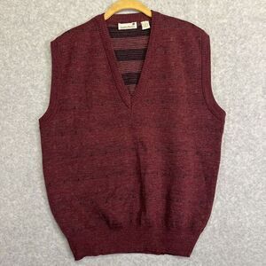 Vintage Stanley Blacker Knit Vest‎ Men's Large 100%  Shetland Sweater Burgundy